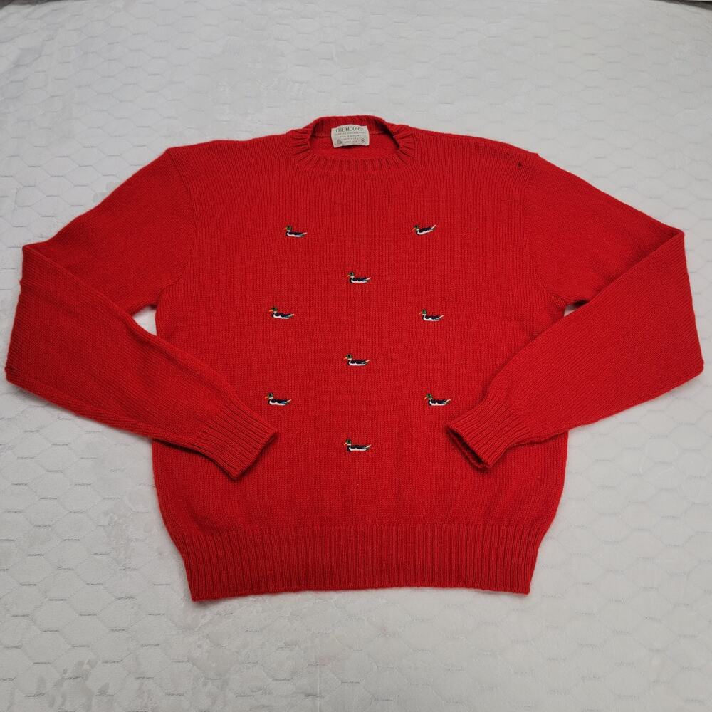 Vintage The Moors Lord Jeff Shetland Wool Duck Sweater XL Red Scotland Mallard